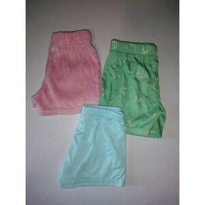 Girls Sleep Shorts Bundle 3 Pack Pink Plush Green Butterfly Blue Pajamas Set 5t